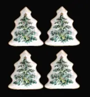 NEW Williams Sonoma S/4 Twas the Night Before Christmas Tree Appetizer Plates
