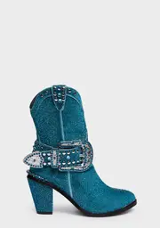 [Club Exx] Sheriff Shine Cowboy Boots - Teal