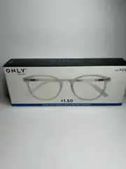 Only Eyewear +1.50 White Frosted Frame Reading Glasses Blue Light New
