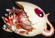 RUBY JULY Birthstone Dragon in Egg Shell 3" Figure Statue