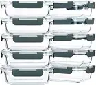 10-Pack,22 Oz Glass Meal Prep Containers,Glass Food Storage Containers with lids