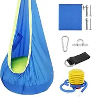 Portable Kids Pod Swing Seat, Comfortable Hammock Chair Swing, Hanging Hammock Chair, Kids Swing Hammock Pod Chair, Sensory Swing Chair with Pocket for Outdoor and Indoor.