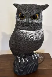 Spooky Village Owl Hoots Eyes Light Up Motion Sensor Halloween Decor 15”