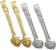 LIFKOME 4pcs Stainless Steel Tongs Mini Sugar Tongs with Elegant Design for Tea Parties Coffee Bars and Home Kitchens Ergonomic