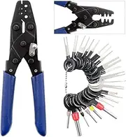 Swpeet 21pcs Auto Terminals Removal Key Tool with Automotive Weatherpack Terminal Crimp Tool Perfect for Most Terminal Wiring Harness Crimp and Electrical Wiring Crimp Connectors