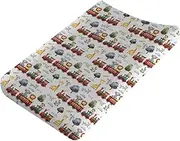 Train Animals Baby Changing Pad Cover,Elephant Monkey Giraffe Unisex Changing Pad Cover for Baby Boys Girls,Soft Breathable Changing Table Cover,Polyester Easy Care Diaper Changing Pad Table Sheet