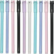 Maydahui 12PCS Cat Rollerball Pens Cute Cartoon Kitty Animal Pen Black Gel Ink for Cats Lovers Stationery School Supplies