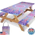 Jobunai 72x30 Picnic Table Cover with Bench Covers Reusable Polyester Camping
