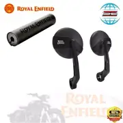 BLACK BAR END MIRRORS & HANDLEBAR BRACE PAD FOR ROYAL ENFIELD INTERCEPTOR 650