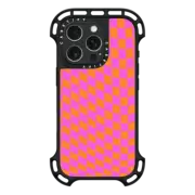 iPhone 16 Pro Ultra Bounce Case MagSafe Compatible Pink and Orange Checkered