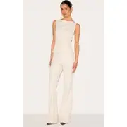 Tall Nude Mid Rise Tailored Flare Pants, Nude