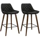 Artiss Ezio Black Barstools 2 Piece Wood Metal And PU Leather New