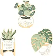 [SAIBHANG] 3 Piece Plant Enamel Brooch Pins Sets Tree Leaves Potted Plant Cactus Succulent Plants Fashion Lapel Pins Decorative Clothing Badge for Backpacks Hats Bags Women Girls Kids