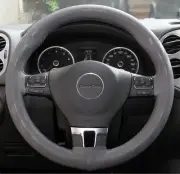 Grey PVC Leather Steering Wheel Wrap Cover Needle +Thread DIY Lexus Mazda Benz