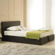 STORIE Gas Lift PU Leather Storage Bed Frame/Double/Queen