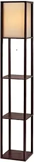 Artiss Floor Lamp, Vintage Wood Led Light Lamps Bookshelf Corner Shelf Standing Lights Display Stand Storage Organiser Home Decor for Living Room Bedroom, 3 Tier Shelves Pull-String Switch Brown