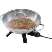Presto 05900 Electric Wok Stir Fry Stainless Steel 1500-Watt Heating Easy Clean