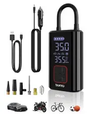 TANYO Tire Inflator Portable Air Compressor, 12V DC Air Pump for Car Tires wi...