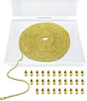 33 Feet Ball Chain Necklace, 2.4mm Ball Bead Chain with 30 Pieces Connectors Clasps,Metal Ball Chain for Dog Tag, Ceiling Fan Pull Chain Extender, Jewelry Making Kit, DIY Crafts (Gold)