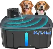 Kittyspout Wireless Dog Water Fountain, 8L Cat/Large Dog Fountain with Motion Sensor, Dog Fountain with 5000 mAh Battery, with Silent Pump and Activated Carbon Filter