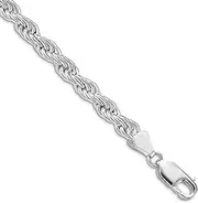 [JewelryWeb] 925 Sterling Silver Rhodium Plated 5mm Solid Rope Chain Bracelet 18 Centimeters Link-Bracelet for Women and Men