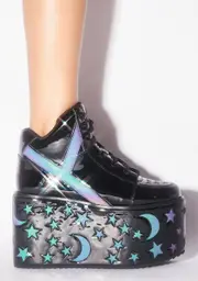 [Y.R.U.] Reflective Stars Qozmo Platform Sneakers