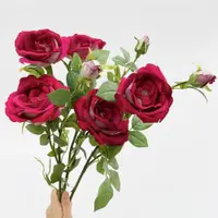 在飛比找ETMall東森購物網優惠-高質仿真絨布玫瑰花束單支假花客廳餐桌擺放手感絹花室內裝飾插花