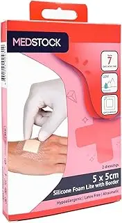 MEDSTOCK Silicone Foam Lite Dressing with Border Multipack - 5CM X 5CM, 2 Count, Comfortable Healing for Wounds, Waterproof Shield, Ideal for Surgical and Traumatic Injury, Gentle & Secure Adhesion