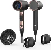 Professional 1800W Hair Dryer Ionic Thick Curly Hair Diffuser Brush 4C Black