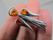 Amber Pendant Sterling Angel Pendant shaped 925 Authentic Silver Lithuanian