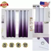 63" Ombre Thermal Insulated Blackout Curtains - Greyish White to Purple Gradient