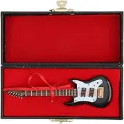 Mini Black Guitar Model Exquisite Desktop Ornament Musical Instrument Stand Box