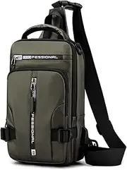 [Hebetag] Leather Sling Bag Crossbody Backpack for Men Women Outdoor Travel Camping Shoulder Chest Day Pack Vintage Backpacks Daypack