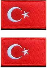 Zcketo 2 PCS Republic of Türkiye Patch Hook and Loop Embroidered Turkey Turkish Flag National Emblem Patch for Football Billiards Clothes Jersey Backpack Caps Travel Tactical