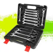 Durable Chrome Vanadium Steel Metric 180 Degree Swivel 72 Tooth Ratchet Wrenches