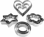 FUNNTY Cookies Cutters, 12 Pcs Cookie Cutter Shapes Baking Set, Stainless Steel Biscuit Pastry Cutters Molds Heart Star Round Flower Shape