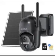 SEHMUA 4G LTE Cellular Solar Security Camera Wireless Outdoor BLACK -NEW