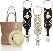 [MEIXINZHI] 3Pcs Cotton Hat Clip for Travel, Knitting Travel Hat Clip for Bag Backpack Luggage, Travel Hat Clip for Women, Black, Beige, Brown, 0-1