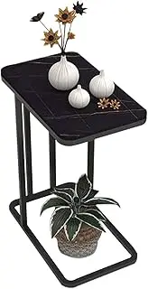 C Shape Side End Table Nordic Sofa Coffee Table Sintered Stone Top and Metal Base Elegant Bedroom Small Bedside Table