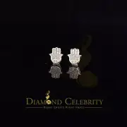 Hamsa Style 925 Sterling Yellow Silver 0.25ct Diamond Women's & Men's Earrings