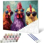 Tucocoo Rustic Chicken Paint by Numbers DIY Farm Animals Decoration Acrylic Paint by Numbers for Kids Art Kits for Adults Paintings Picture Arts Craft for Home Wall Art Decor 16x20Inch Frameless