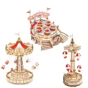 DIY Magic Amusement Park Music Box, Moveable 3D Wooden Puzzle for Kids