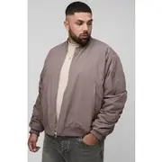 Mens Mauve Plus Peached Embroidered MA1 Bomber Jacket