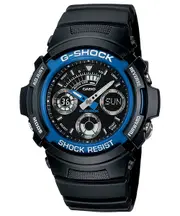Casio G-Shock Analogue/Digital Mens Black/Blue Watch AW591-2A AW-591-2ADR