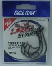 Eagle Claw L2222G-7/0 Size 7/0 Black Platinum Circle Hook 5CT