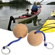 2x 50mm Floating Cork Ball Key Ring Kayak Marine Sailing Boat Float Buoyant Rope