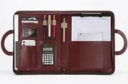 A4 Clipboard Folder A4 Folder Conference Folder A4 Business Portfolio Organizer PU Leather Zipped Conference Folder with Zipped Magnetic Handle Clipboard Notebook for Interview