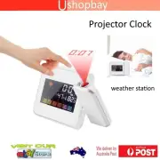 Digital LCD Screen LED Projector Alarm Clock Calendar Weather Station w/ Backlit