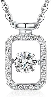 [jiamiaoi] 18k White Gold Plate Chain Women's Silver with Stone, Cross Chain Heart Pendant Rose Flower Necklace, Travellers Saint Christopher Medal Pendant Silver 925 Silver Chain 22 Inches