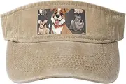 [RLDOBOFE] Sun Visor Hat Adjustable Empty Top Baseball Cap Bulldog Corgi Sun Hats for Women Men Sports Hats Summer Beach Cap